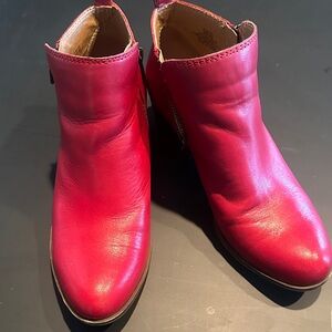 Lucky Brand Red Leather Ankle Booties